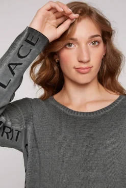 CAMP DAVID & SOCCX Pullover Oil Dyed mit Intarsia-Logo black Sale