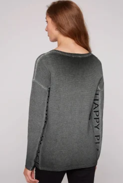 CAMP DAVID & SOCCX Pullover Oil Dyed mit Intarsia-Logo black Sale