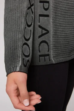 CAMP DAVID & SOCCX Pullover Oil Dyed mit Intarsia-Logo black Sale