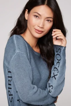 CAMP DAVID & SOCCX Pullover Oil Dyed mit Intarsia-Logo blue navy bluenavy Fashion