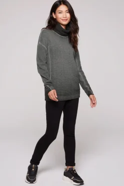 CAMP DAVID & SOCCX Pullover Oil Dyed mit Rollkragen und Intarsia-Logo black New
