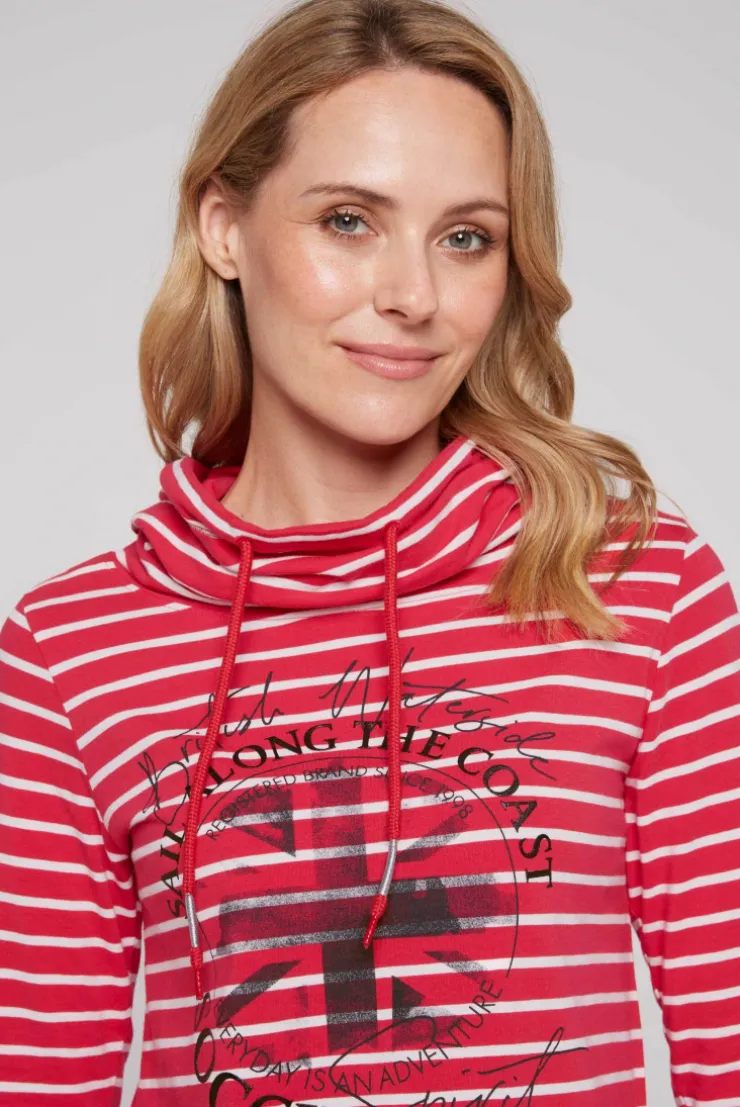 CAMP DAVID & SOCCX Ringelshirt mit hohem Kragen und Rubber-Artwork clear red clearred Online