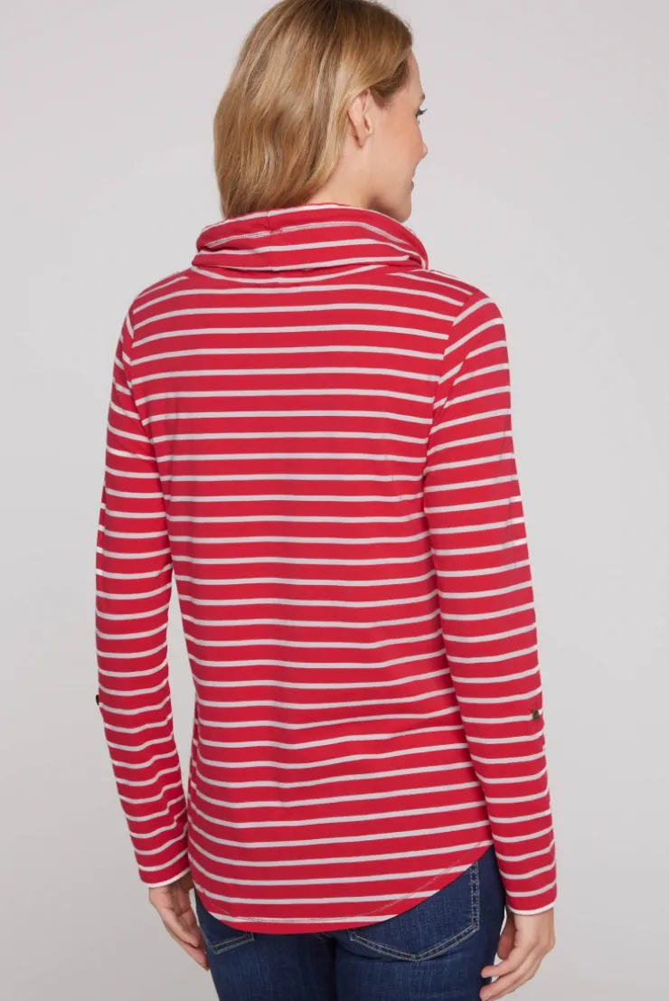 CAMP DAVID & SOCCX Ringelshirt mit hohem Kragen und Rubber-Artwork clear red clearred Online