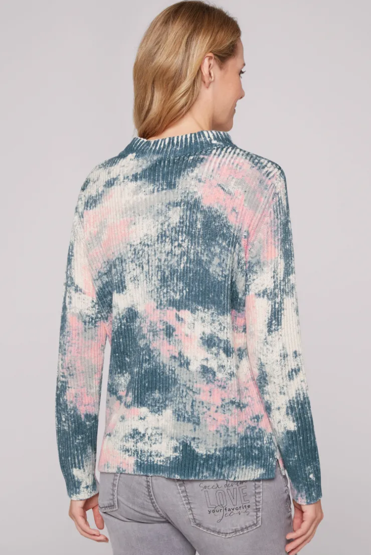 CAMP DAVID & SOCCX Rippstrickpullover mit All Over Print cold grey coldgrey Fashion