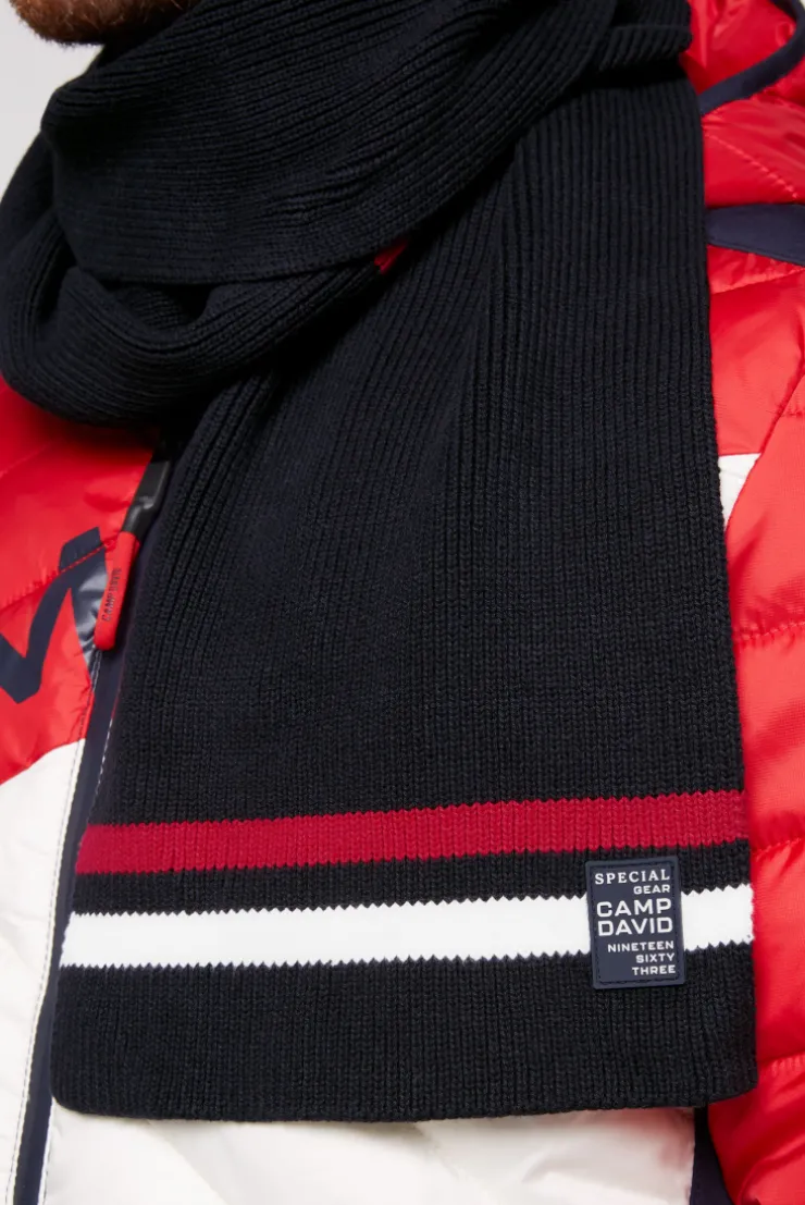 CAMP DAVID & SOCCX Rippstrickschal mit Streifen-Details blue navy bluenavy Flash Sale