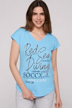 CAMP DAVID & SOCCX Ärmelloses Shirt mit V-Ausschnitt und Artwork aqua Best