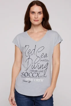 CAMP DAVID & SOCCX Ärmelloses Shirt mit V-Ausschnitt und Artwork cozy blue cozyblue Outlet