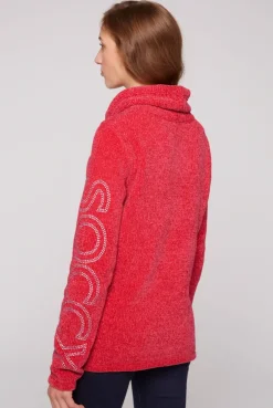 CAMP DAVID & SOCCX Rollkragenpullover in Chenillestrick mit Logo Prints clear red clearred Shop