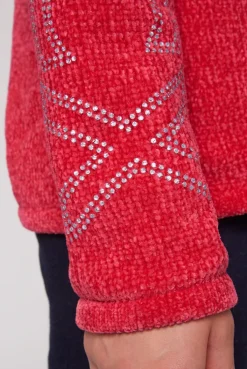 CAMP DAVID & SOCCX Rollkragenpullover in Chenillestrick mit Logo Prints clear red clearred Shop
