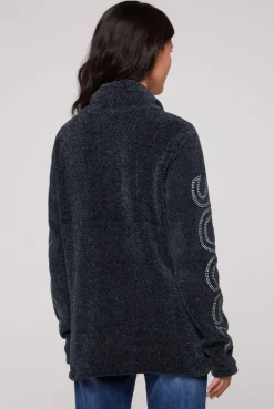 CAMP DAVID & SOCCX Rollkragenpullover in Chenillestrick mit Logo Prints blue navy bluenavy Clearance