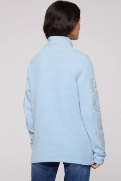 CAMP DAVID & SOCCX Rollkragenpullover in Chenillestrick mit Logo Prints cozy blue cozyblue Best Sale