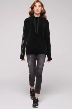 CAMP DAVID & SOCCX Rollkragenpullover in Chenillestrick mit Logo Prints black Discount