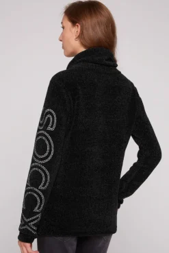 CAMP DAVID & SOCCX Rollkragenpullover in Chenillestrick mit Logo Prints black Discount