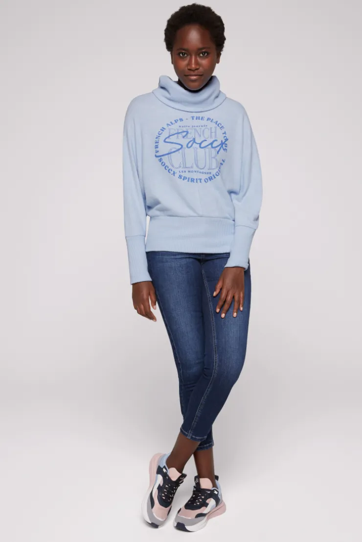 CAMP DAVID & SOCCX Rollkragenpullover mit Fledermausärmeln cool blue coolblue Clearance