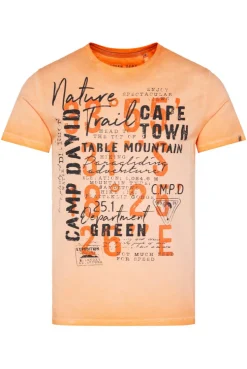 CAMP DAVID & SOCCX Rundhalsshirt Oil Dyed mit Label Print sunrise orange sunriseorange Cheap