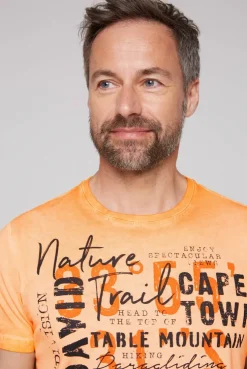 CAMP DAVID & SOCCX Rundhalsshirt Oil Dyed mit Label Print sunrise orange sunriseorange Cheap
