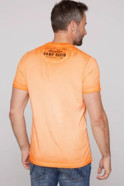CAMP DAVID & SOCCX Rundhalsshirt Oil Dyed mit Label Print sunrise orange sunriseorange Cheap
