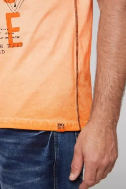 CAMP DAVID & SOCCX Rundhalsshirt Oil Dyed mit Label Print sunrise orange sunriseorange Cheap