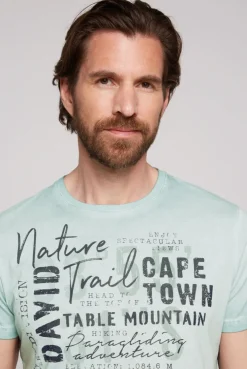 CAMP DAVID & SOCCX Rundhalsshirt Oil Dyed mit Label Print teal Hot