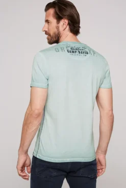 CAMP DAVID & SOCCX Rundhalsshirt Oil Dyed mit Label Print teal Hot