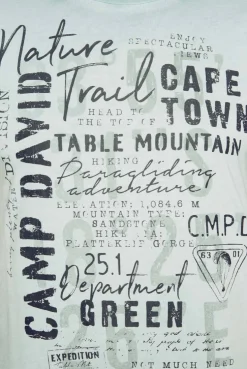 CAMP DAVID & SOCCX Rundhalsshirt Oil Dyed mit Label Print teal Hot