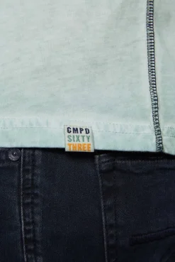 CAMP DAVID & SOCCX Rundhalsshirt Oil Dyed mit Label Print teal Hot