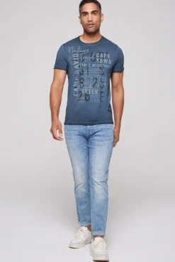 CAMP DAVID & SOCCX Rundhalsshirt Oil Dyed mit Label Print blue navy bluenavy Sale