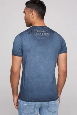 CAMP DAVID & SOCCX Rundhalsshirt Oil Dyed mit Label Print blue navy bluenavy Sale