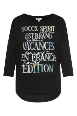 CAMP DAVID & SOCCX Shirt mit 3/4-Ärmeln und buntem Wording Print black Fashion
