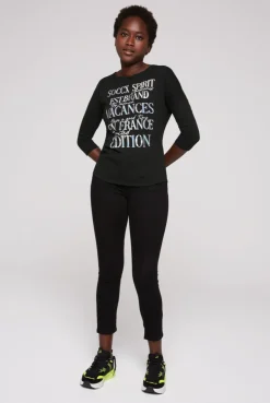 CAMP DAVID & SOCCX Shirt mit 3/4-Ärmeln und buntem Wording Print black Fashion
