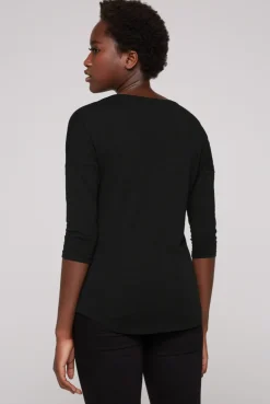 CAMP DAVID & SOCCX Shirt mit 3/4-Ärmeln und buntem Wording Print black Fashion