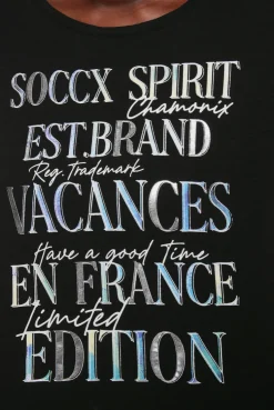 CAMP DAVID & SOCCX Shirt mit 3/4-Ärmeln und buntem Wording Print black Fashion