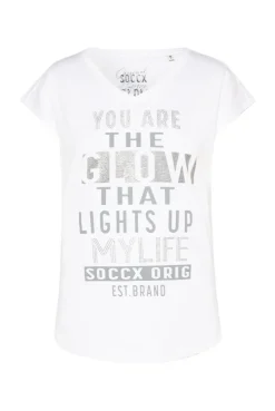 CAMP DAVID & SOCCX Shirt mit V-Ausschnitt und Wording Print opticwhite Online