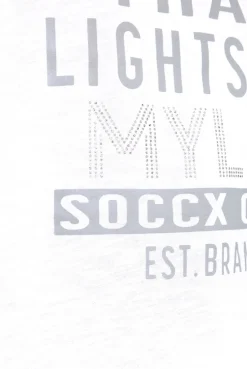 CAMP DAVID & SOCCX Shirt mit V-Ausschnitt und Wording Print opticwhite Online