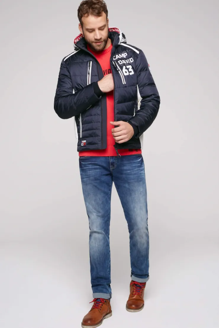 CAMP DAVID & SOCCX Steppjacke im Colour Design mit Logo Artworks deep sea deepsea Flash Sale