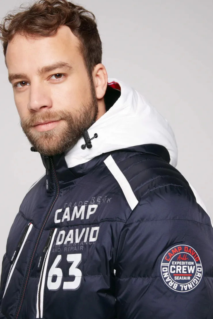 CAMP DAVID & SOCCX Steppjacke im Colour Design mit Logo Artworks deep sea deepsea Flash Sale