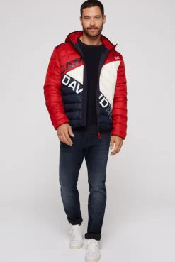 CAMP DAVID & SOCCX Steppjacke mit Colour-Blocking und Rücken-Print flight red flightred Sale