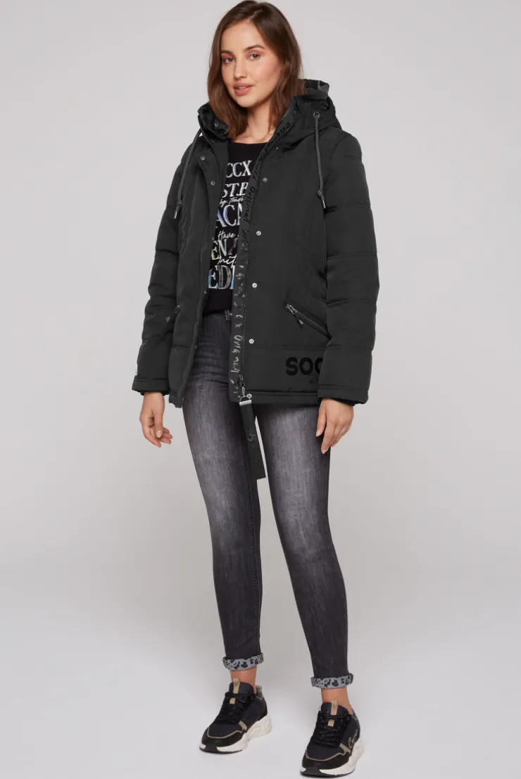 CAMP DAVID & SOCCX Steppjacke mit Kapuzen-Layering black Best Sale