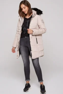 CAMP DAVID & SOCCX Stepp-Parka mit abtrennbarer Kapuze und Kunstfell light beige lightbeige Fashion