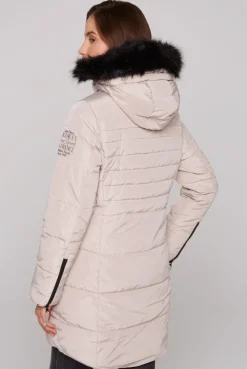 CAMP DAVID & SOCCX Stepp-Parka mit abtrennbarer Kapuze und Kunstfell light beige lightbeige Fashion