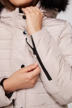 CAMP DAVID & SOCCX Stepp-Parka mit abtrennbarer Kapuze und Kunstfell light beige lightbeige Fashion