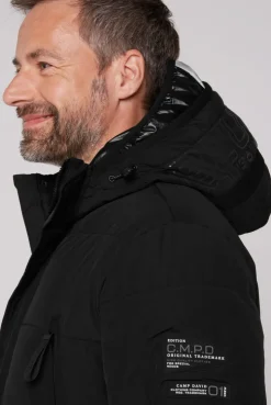 CAMP DAVID & SOCCX Stepp-Parka mit Kapuzen-Layering black Shop