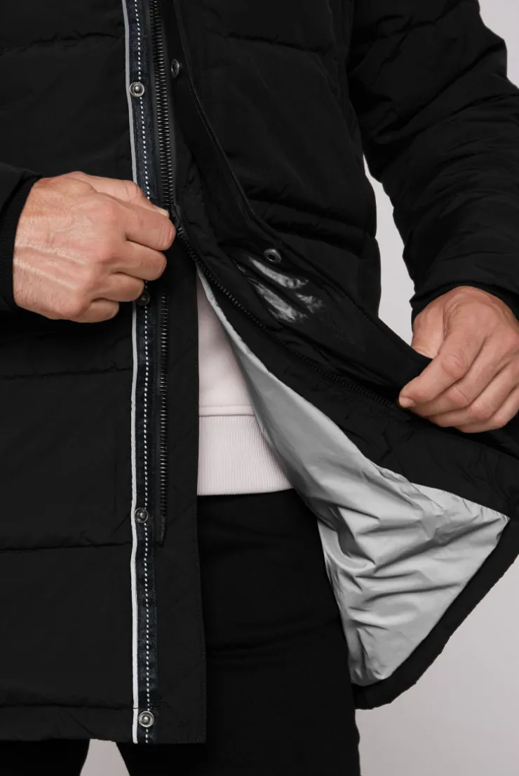 CAMP DAVID & SOCCX Stepp-Parka mit Kapuzen-Layering black Shop