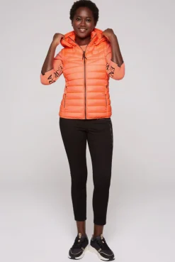 CAMP DAVID & SOCCX Steppweste mit abknöpfbarer Kapuze neon orange neonorange Outlet