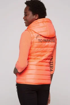 CAMP DAVID & SOCCX Steppweste mit abknöpfbarer Kapuze neon orange neonorange Outlet