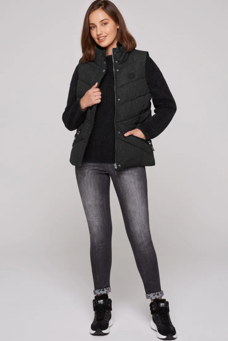 CAMP DAVID & SOCCX Steppweste mit filigranem All Over Print black Outlet