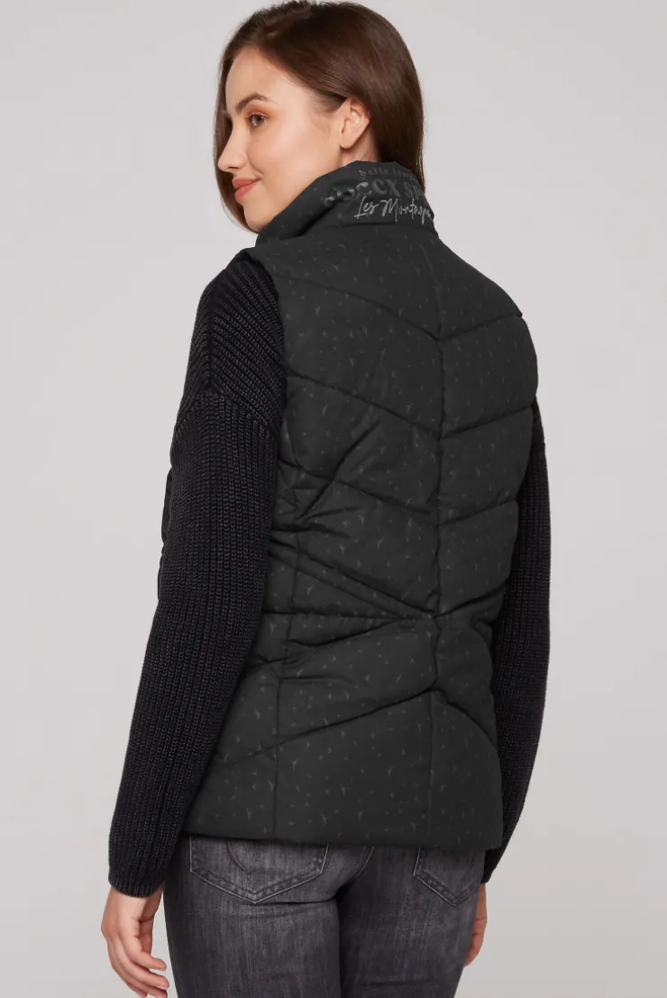 CAMP DAVID & SOCCX Steppweste mit filigranem All Over Print black Outlet