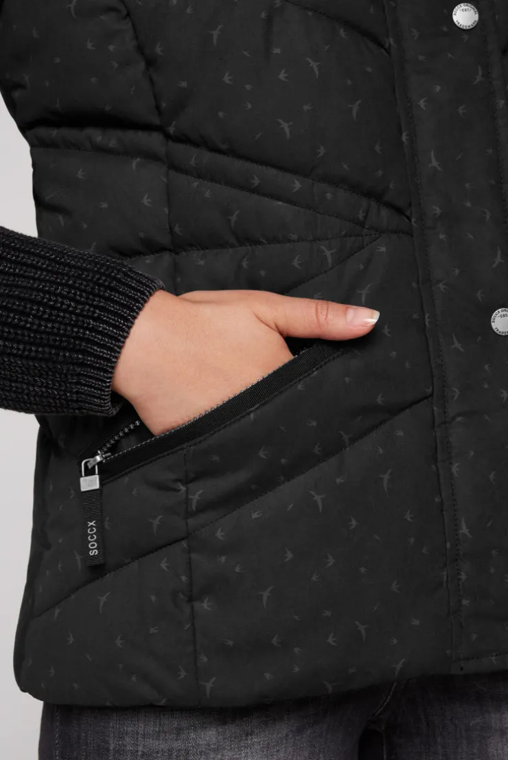 CAMP DAVID & SOCCX Steppweste mit filigranem All Over Print black Outlet