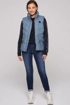 CAMP DAVID & SOCCX Steppweste mit filigranem All Over Print cool grey coolgrey Cheap