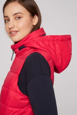 CAMP DAVID & SOCCX Steppweste mit Kapuze im Stehkragen clear red clearred Hot